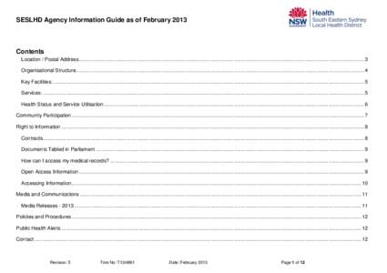 Sydney / St George Hospital / Department of Health / Freedom of information legislation / Health care / Medicine / South Eastern Sydney and Illawarra Area Health Service / Health / Adolescence / Youth health