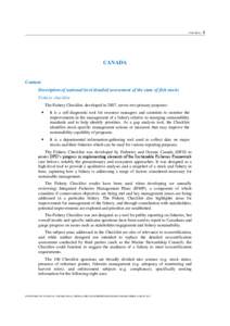 CANADA – 1  CANADA Context Description of national level detailed assessment of the state of fish stocks