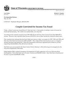 Couple Convicted for Income Tax Fraud