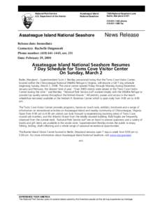 National Park Service U.S. Department of the Interior Assateague Island National Seashore