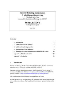 Historic building maintenance A pilot inspection service The Bath Area Pilot mounted by Maintain our Heritage inSUPPLEMENT