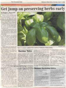 The Downstate Daily  Delaware State News, Sunday, July 27, 2008 -^k  Get jump on preserving herbs early