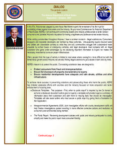 DIALOG  The periodic bulletin from The Arizona Department of Real Estate September— October, 2007