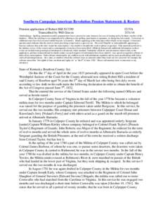 Southern Campaign American Revolution Pension Statements & Rosters Pension application of Robert Hill S13390 Transcribed by Will Graves f21VA[removed]