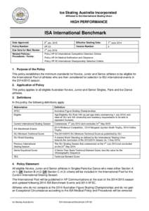 Ice Skating Australia Incorporated Affiliated to the International Skating Union HIGH PERFORMANCE  ISA International Benchmark