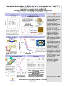 Transport Anisotropy of Epitaxial VO2 films grown on[removed]TiO2 Physical & Environmental Sciences & Engineering School of Arts and Sciences, School of Engineering 1Department of Physics, 2Department of Material Sciences 