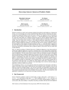 Discovering Unknown Unknowns of Predictive Models  1 Himabindu Lakkaraju Stanford University