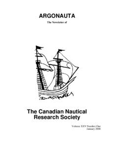 ARGONAUTA The Newsletter of The Canadian Nautical Research Society Volume XXV Number One