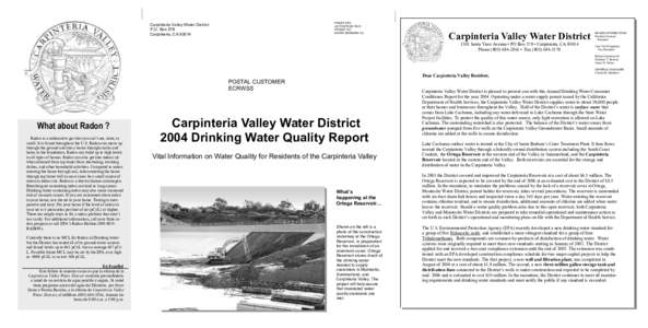 PRSRT STD US POSTAGE PAID PERMIT 101 SANTA BARBARA CA  Carpinteria Valley Water District