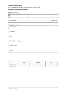 Contract No. EP/SP[removed]Low-level Radioactive Waste Storage Facility at Siu A Chau Monthly Site Inspection Record Summary Inspection Information Checklist Reference Number Date