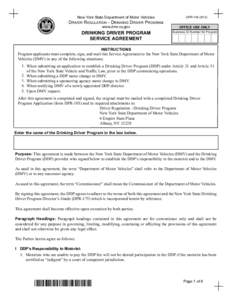 New York State Department of Motor Vehicles  DPR[removed]DRIVER REGULATION - DRINKING DRIVER PROGRAM www.dmv.ny.gov