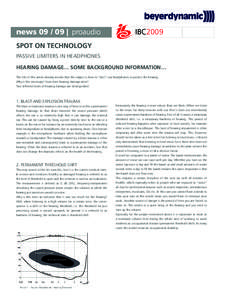 news[removed] | proaudio		  IBC2009 SPOT ON TECHNOLOGY PASSIVE LIMITERS IN HEADPHONES