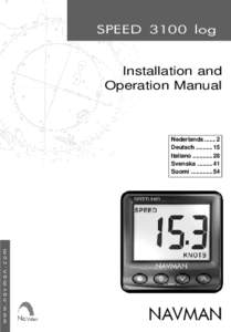 SPEED 3100 log  Installation and Operation Manual  w w w. n a v m a n . c o m