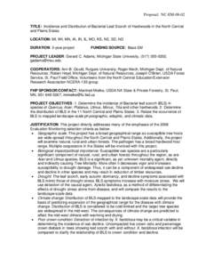 Incidence and Distribution of Bacterial Leaf Scorch of Hardwoods in the North Central and Plains