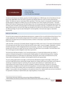 South Coast MPA Monitoring Plan  1. Introduction • Role of this plan • Scope of this plan