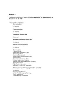 Appendix 1 Consultation undertaken in relation to Outline application for redevelopment of the site ref: 10-AP-1092 Consultation undertaken Site notice date: [removed]