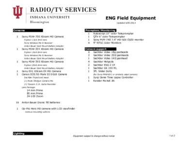 ENG Field Equipment Updated[removed]Cameras 1