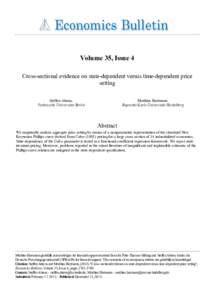 Volume 35, Issue 4 Cross-sectional evidence on state-dependent versus time-dependent price setting Steffen Ahrens Technische Universität Berlin