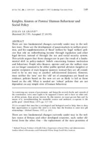 Welfare and poverty / Political economy / Richard Titmuss / Social policy / Welfare / Julian Le Grand / Social Security / Welfare economics / Government / Public economics / Social programs