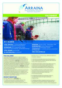 FACTSHEET  AT A GLANCE TITLE: ARRAINA – Advanced Research  Initiatives for Nutrition & Aquaculture