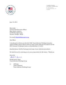 June 15, 2012  Mara Galic Interim Chief Executive Officer Blaze Sports America 535 McDonough Street