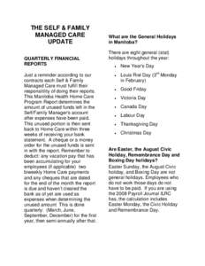 THE SELF & FAMILY MANAGED CARE UPDATE