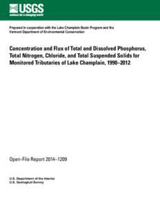 Concentration and Flux of Total and Dissolved Phosphorus, Total Nitrogen, Chloride, and Total Suspended Solids for Monitored Tributaries of Lake Champlain, 1990–2012