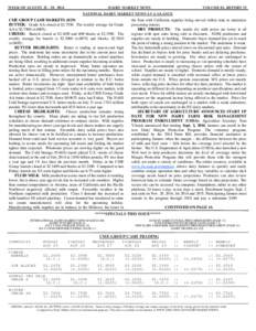 WEEK OF AUGUST[removed], 2014  DAIRY MARKET NEWS VOLUME 81, REPORT 35