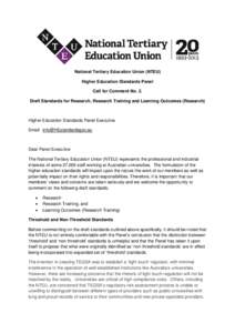 Microsoft Word - NTEU Submission to Standards Panel Comments 2 10 July 2013