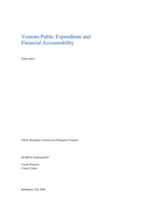 Vanuatu Public Expenditure and Financial Accountability Final report Client: European Commission Delegation Vanuatu
