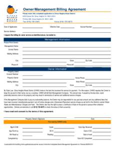 Owner/Management Billing Agreement Please return this completed application to Citrus Heights Water District 6230 Sylvan Rd, Citrus Heights CA[removed]PO Box 286, Citrus Heights CA[removed]Fax[removed]