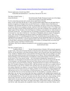 Southern Campaigns American Revolution Pension Statements and Rosters Pension Application of Jacob Jones S9363 NC Transcribed and annotated by C. Leon Harris. Revised 26 Oct[removed]The State of South Carolina } Greenville