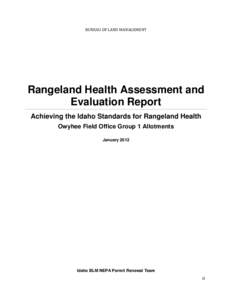 Rangeland Health Assessment and Evaluation Report