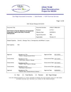 ORAU TEAM Dose Reconstruction Project for NIOSH Oak Ridge Associated Universities I Dade Moeller I MJW Technical Services  Page 1 of 89