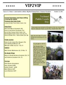 >>>>>  VIP2VIP Season 13, Volume 1 (mini shutdown edition) Big Bend National Park’s Volunteer Newsletter