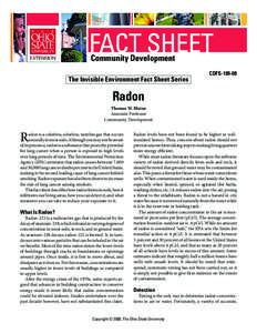 Community Development The Invisible Environment Fact Sheet Series CDFS[removed]Radon