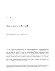 Introduction  Human Capital in the North Lassi Heininen, Heather Exner-Pirot & Joël Plouffe