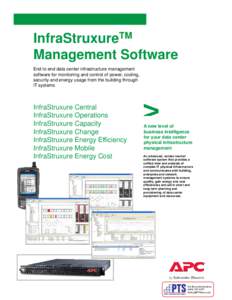 InfraStruxureTM Management Software End to end data center infrastructure management software for monitoring and control of power, cooling, securityy and energy gy usage