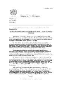 9 October[removed]Secretary-General SG/A/1377 AFR/2462 BIO/4423