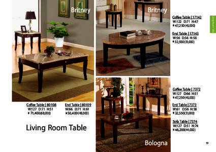 Living Room: Sofa  Coffee Table | 17142 W:122 D:71 H:47 47,250(45,000) End Table | 17143