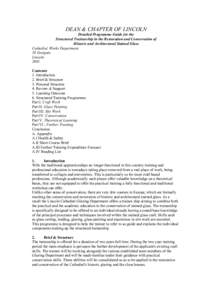 DEAN & CHAPTER OF LINCOLN Detailed Programme Guide for the Structured Traineeship in the Restoration and Conservation of Historic and Architectural Stained Glass Cathedra! Works Department 28 Eastgate