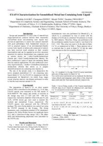 Photon Factory Activity Report 2004 #22 Part BChemistry 10B/2004G082  EXAFS Characterization for Immobilized Metal Ion-Containing Ionic Liquid