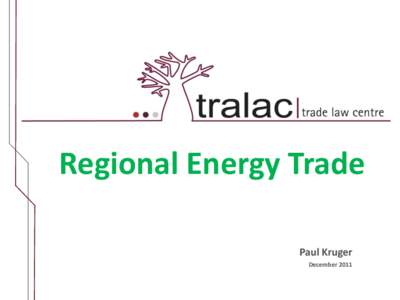 Regional Energy Trade Paul Kruger December 2011 End of the road?
