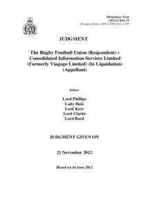 The Rugby Football Union (Respondent) v Consolidated Information Services Limited (Formerly Viagogo Limited) (In Liquidation) (Appellant)