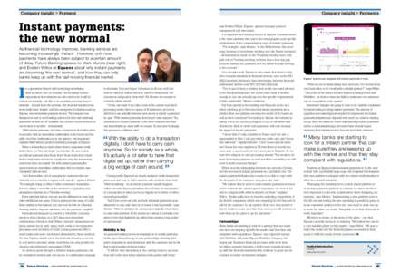 Company insight > Payment  Company insight > Payments Instant payments: the new normal