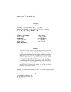 NEW SOLUTIONS, Vol[removed], 2012  Features TRIANGLE OF PREVENTION: A UNION’S EXPERIENCE PROMOTING A SYSTEMS-OF-SAFETY