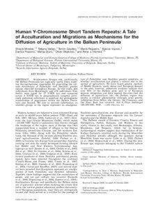 Human Ychromosome short tandem repeats: A tale of acculturation and migrations as mechanisms for the diffusion of agriculture in the Balkan Peninsula