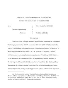 Livestock / Milk marketing orders / Marketing orders and agreements / Dairy farming / Dairy / Agriculture in the United States / Classified pricing / United States Department of Agriculture / Milk / Agriculture