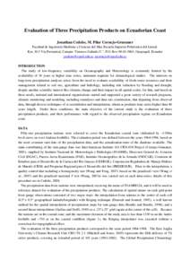 Climate history / Precipitation / Ecuador / Rain / Climate / Spatial analysis / Santo Domingo / Muisne / Climatology / Statistics / Atmospheric sciences / Meteorology