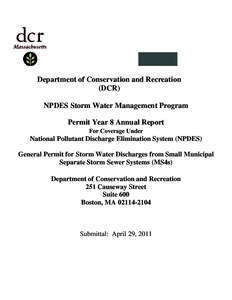 2011 Annual Report | Dept. of Conservation Recreation, Boston, MA | NPDES Phase II Small MS4 General Permit